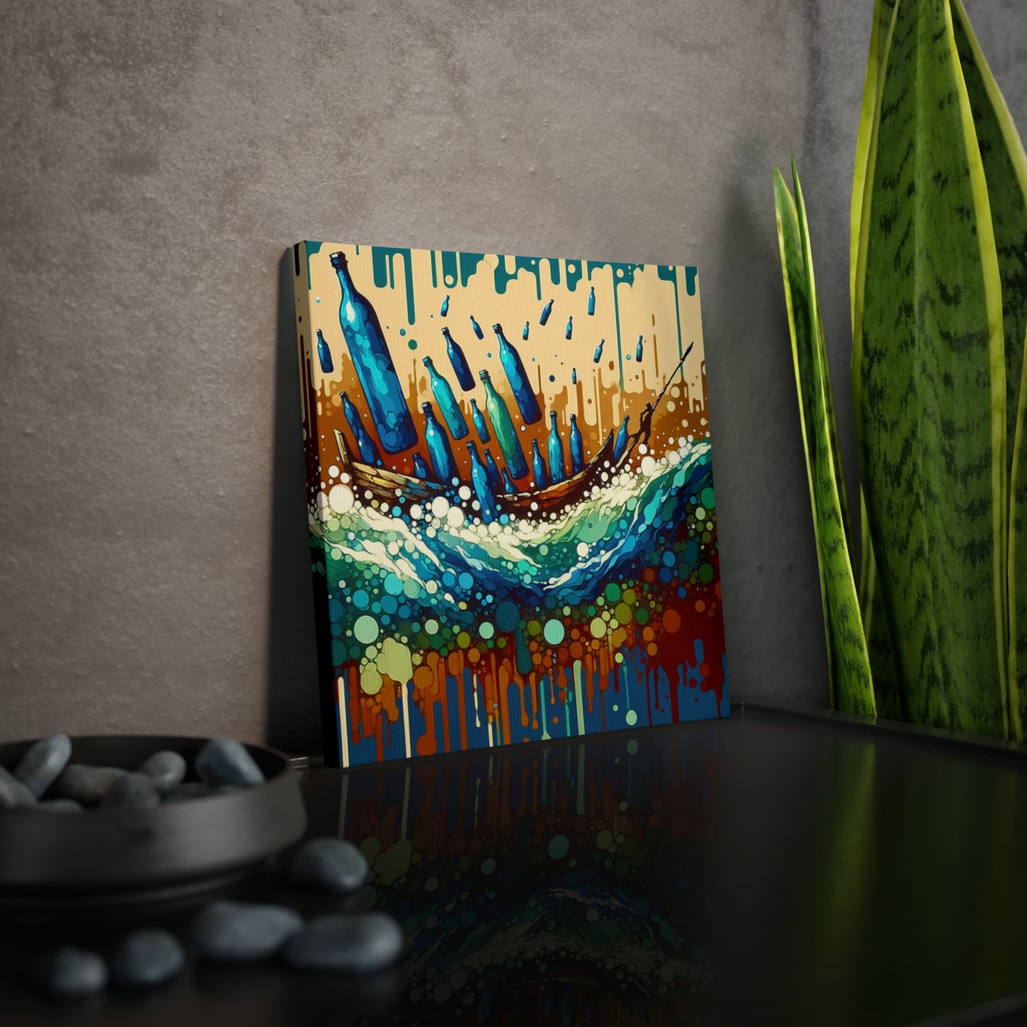 Oceanic Bottle Rescue Canvas Photo Tile