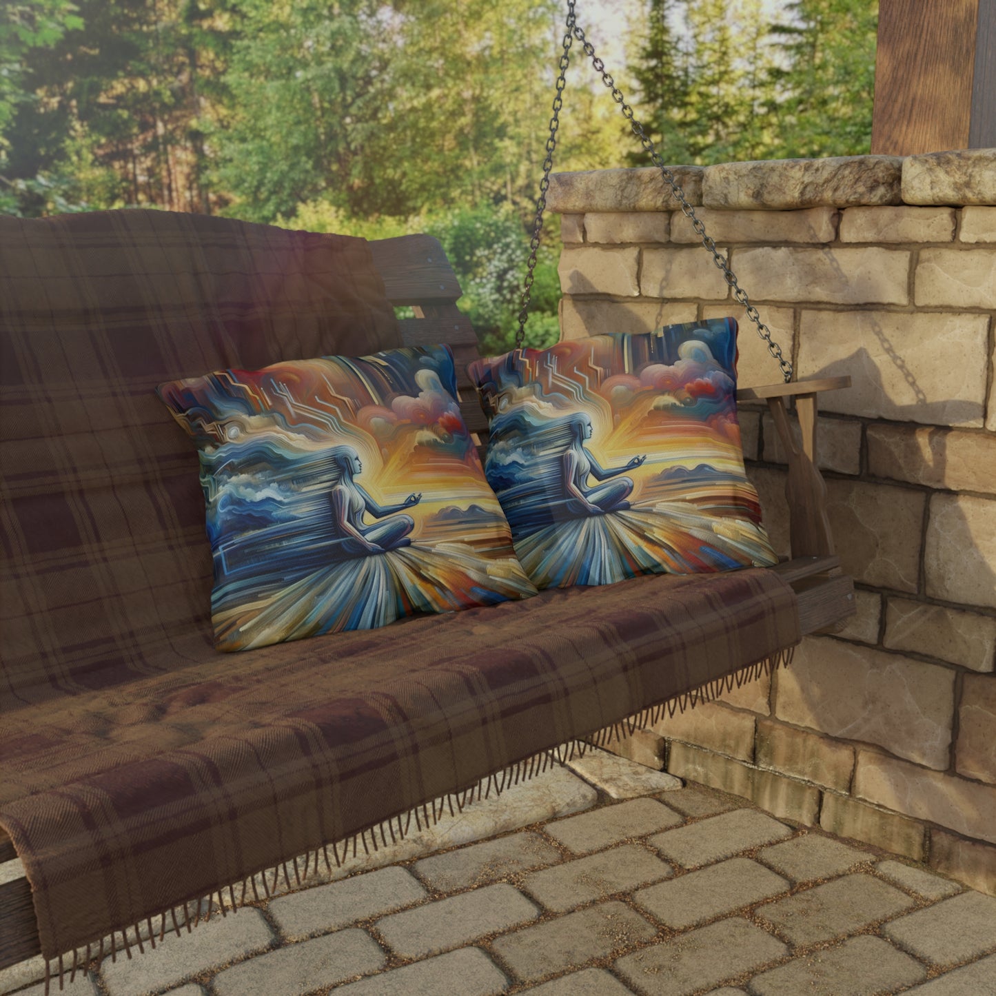 Eternal Digital Meditation Outdoor Pillows