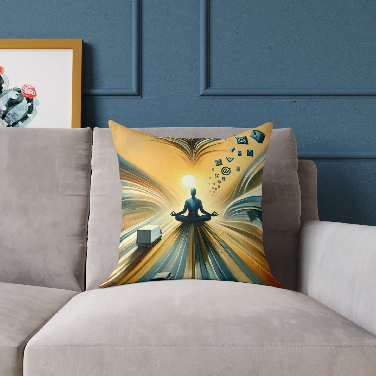 Meditative Commute Flow Spun Polyester Pillow