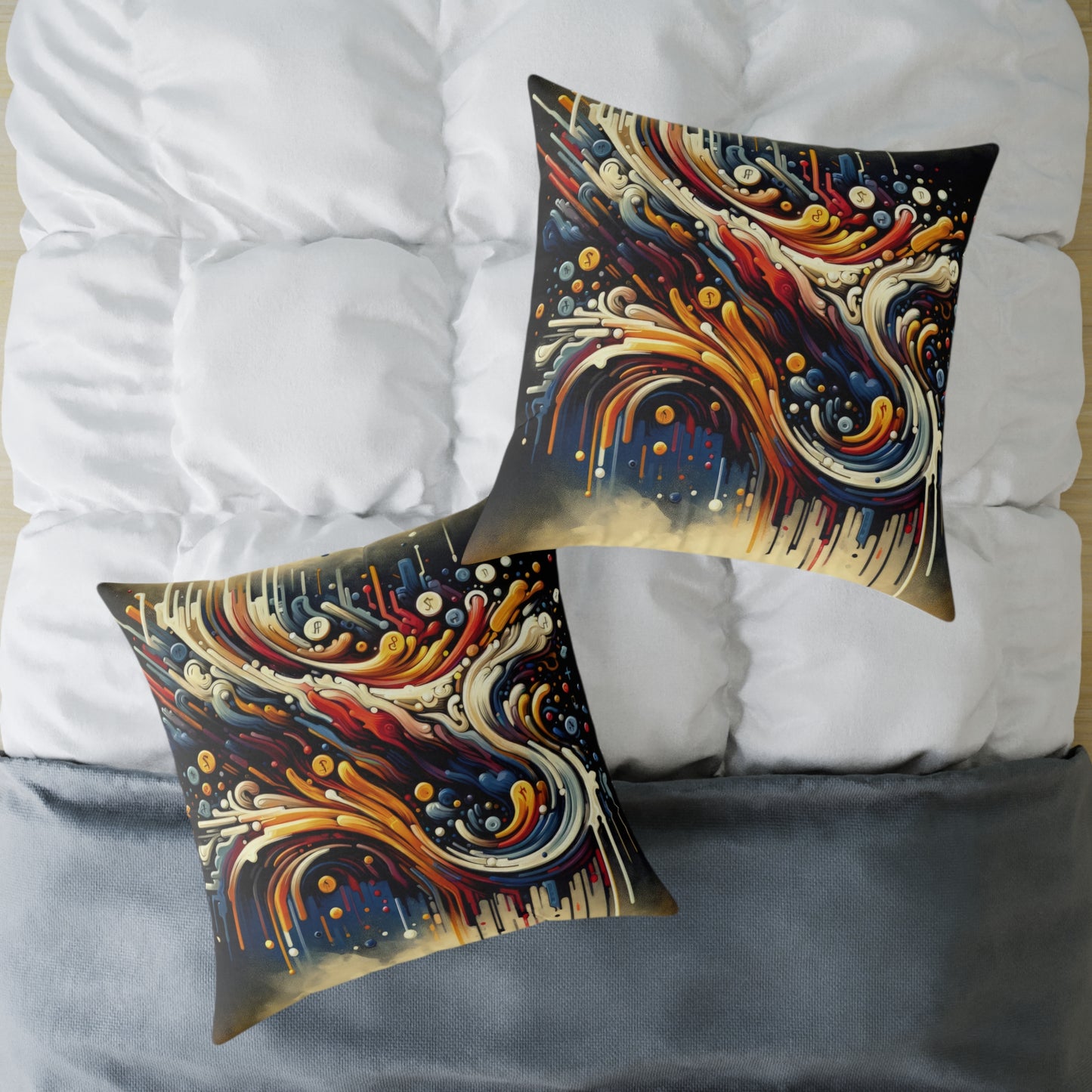 Abstract Financial Flux Spun Polyester Pillow