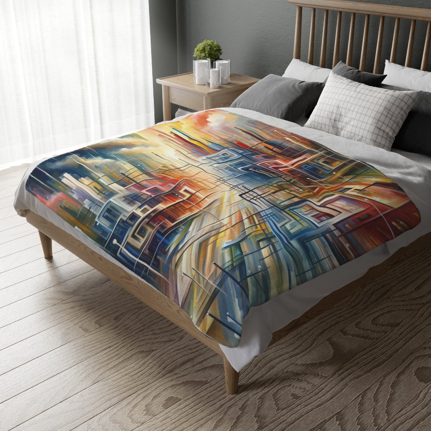 Urban Flow Interconnectedness Velveteen Microfiber Blanket (Two-sided print)