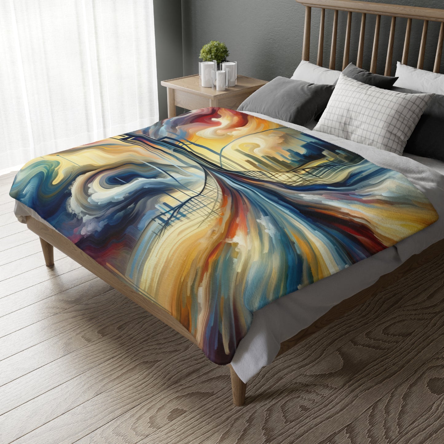 Conscious Bridge Tachism Velveteen Microfiber Blanket (Two-sided print)