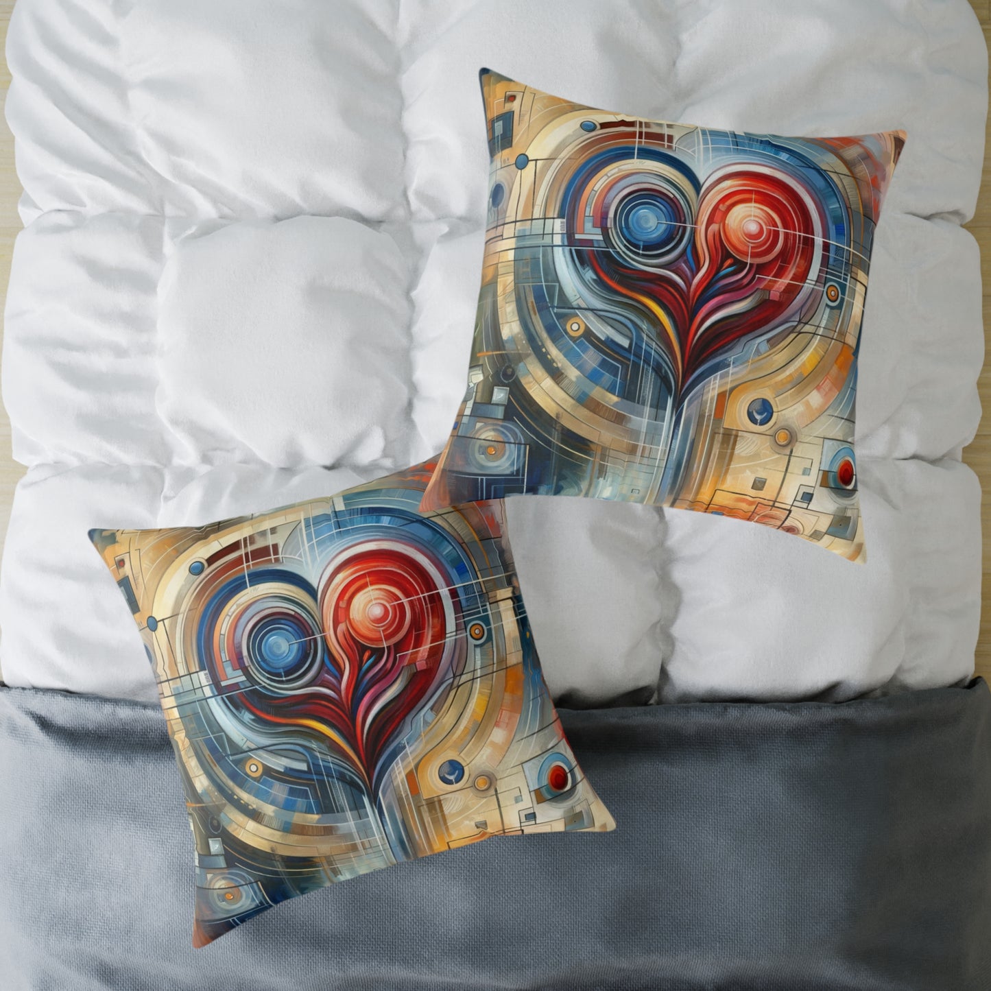 Techno Heart Harmony Spun Polyester Pillow