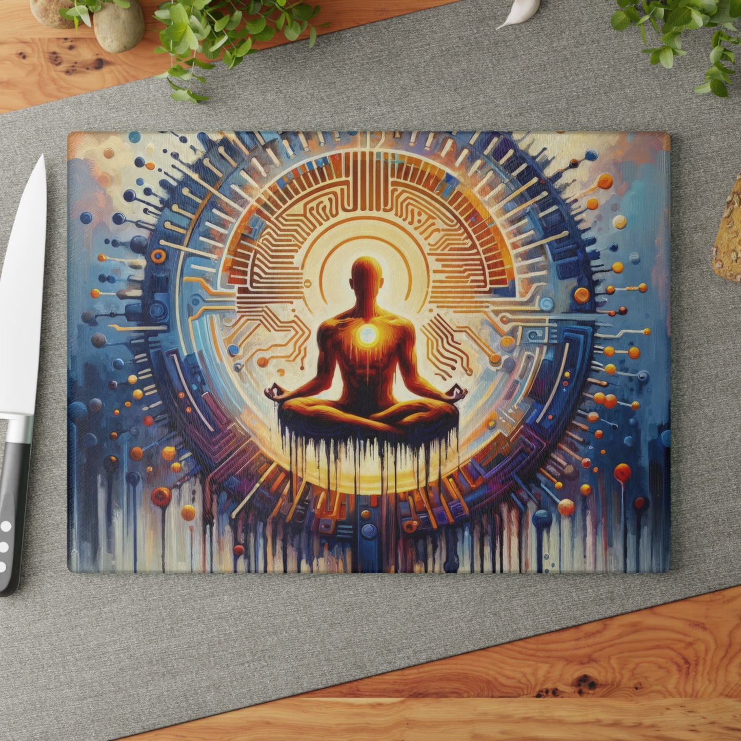 Meditative Technological Fusion Glass Cutting Board