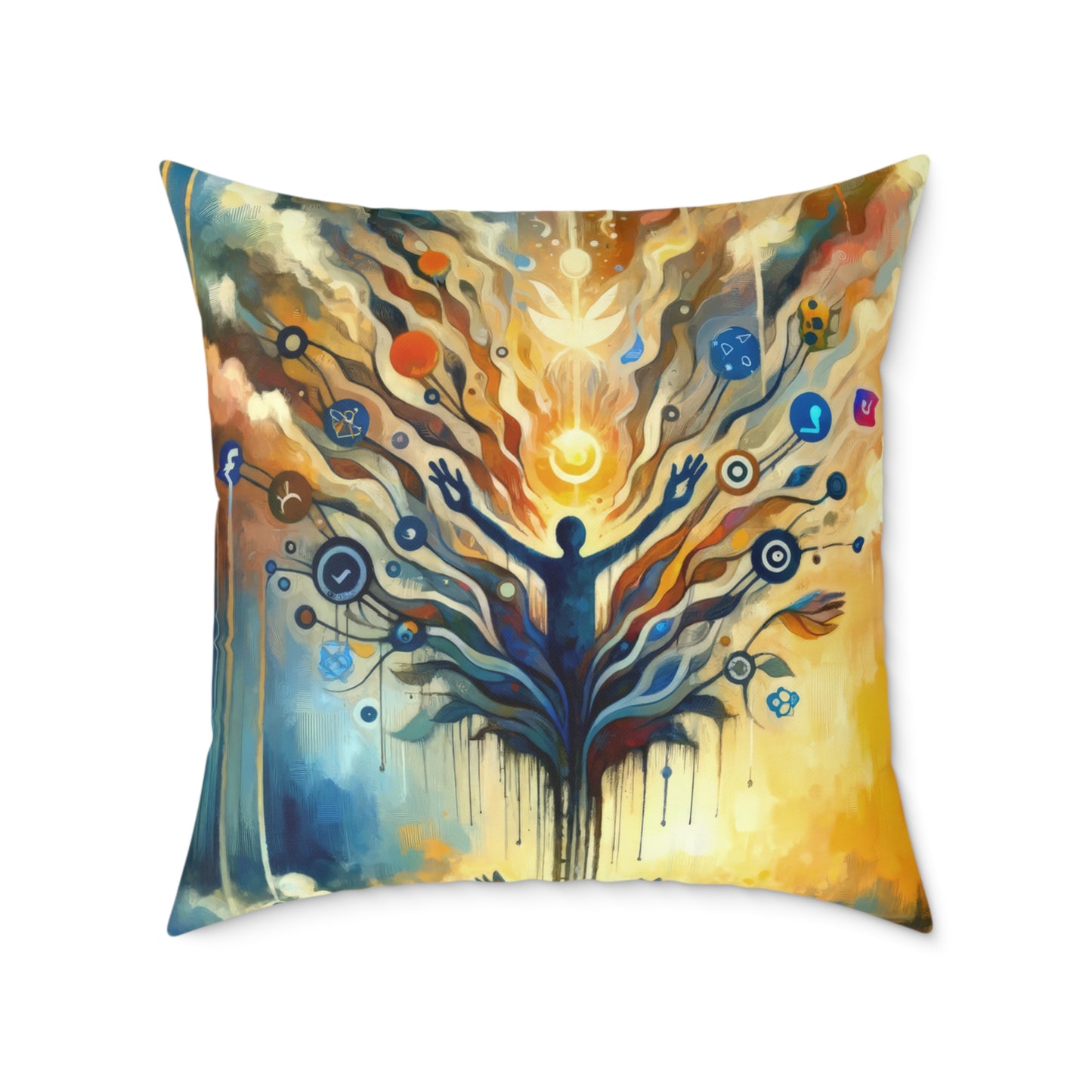 Reflective Digital Meditation Spun Polyester Pillow