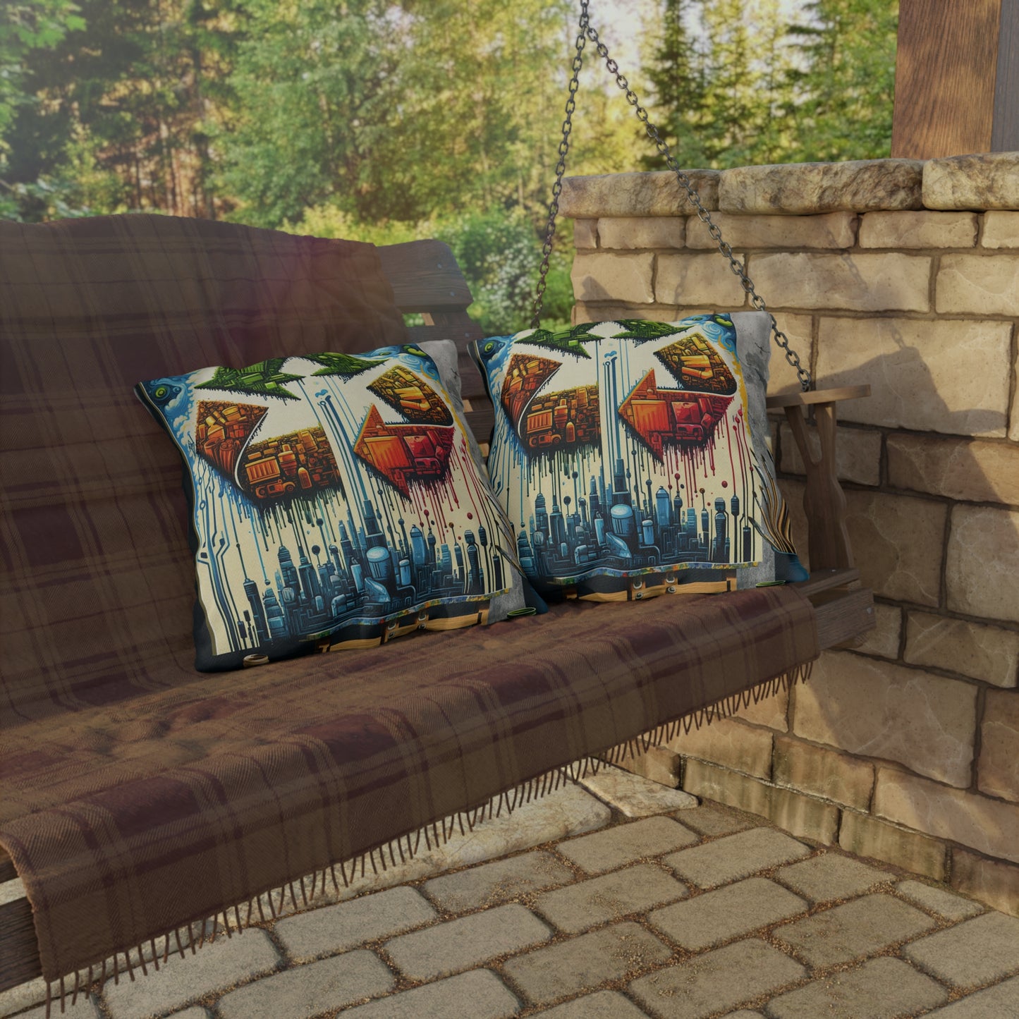 Upcycling Lifecycle Artistry Outdoor Pillows