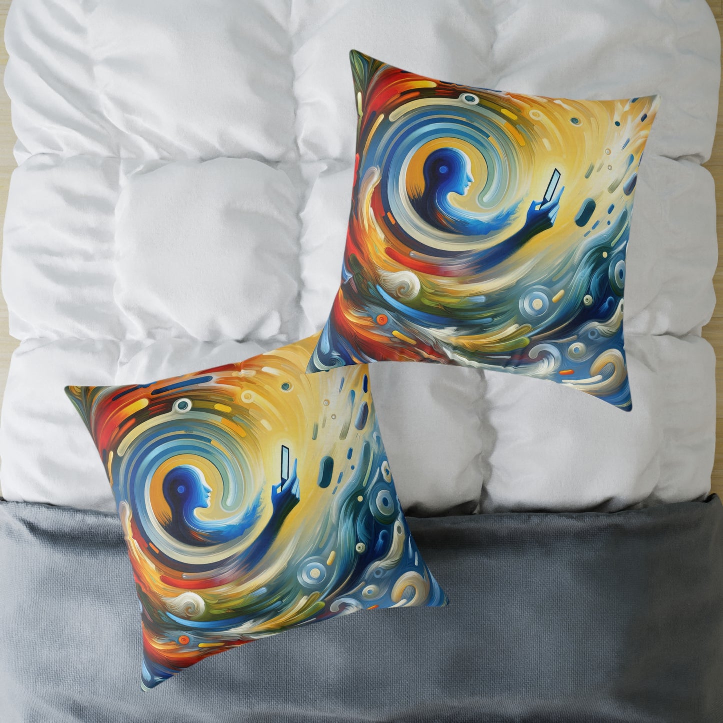 Swipe Connection Tachism Spun Polyester Pillow