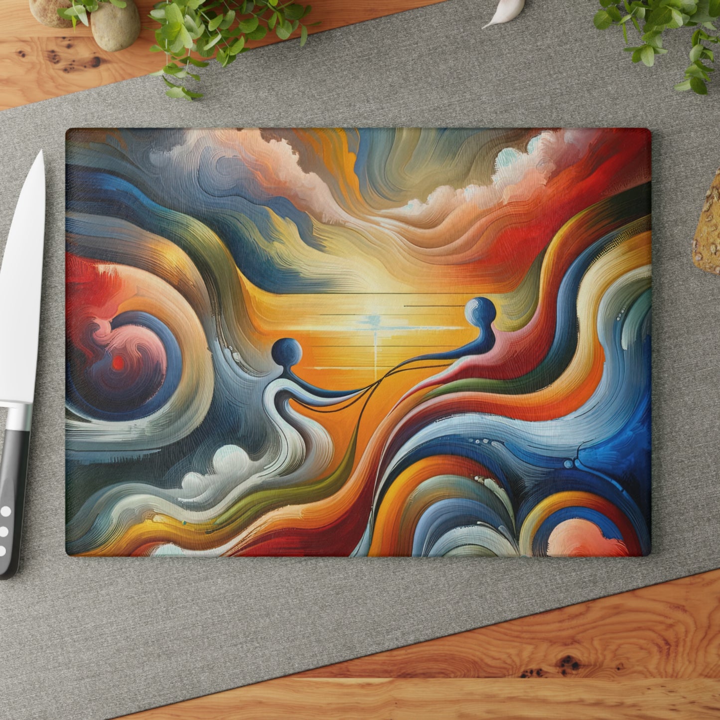 Empathetic Lifeline Abstract Glass Cutting Board