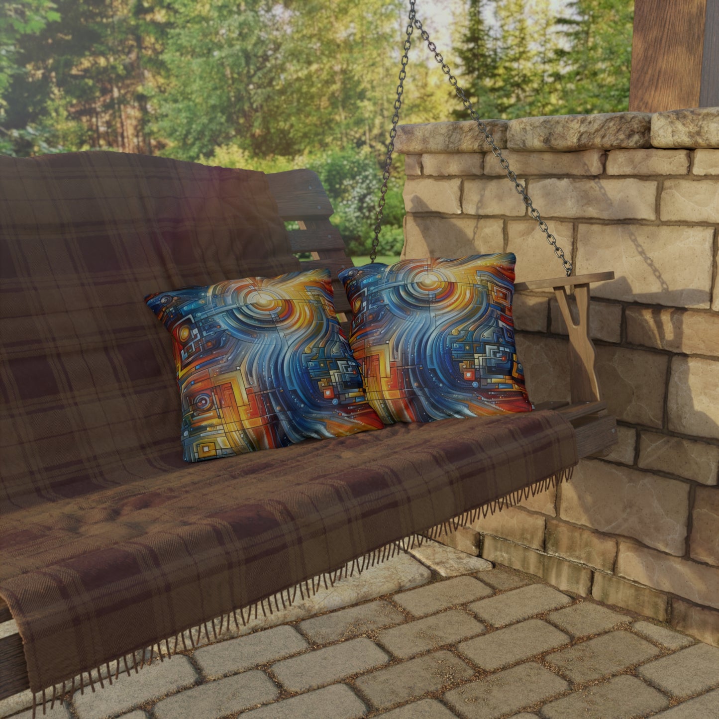 Digital Tachism Connectivity Outdoor Pillows
