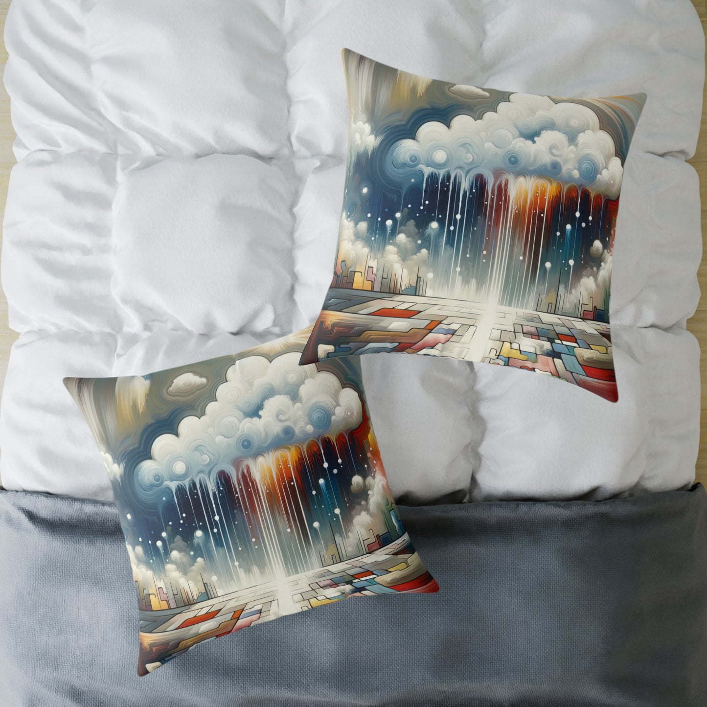 Grounding Silver Clouds Spun Polyester Pillow