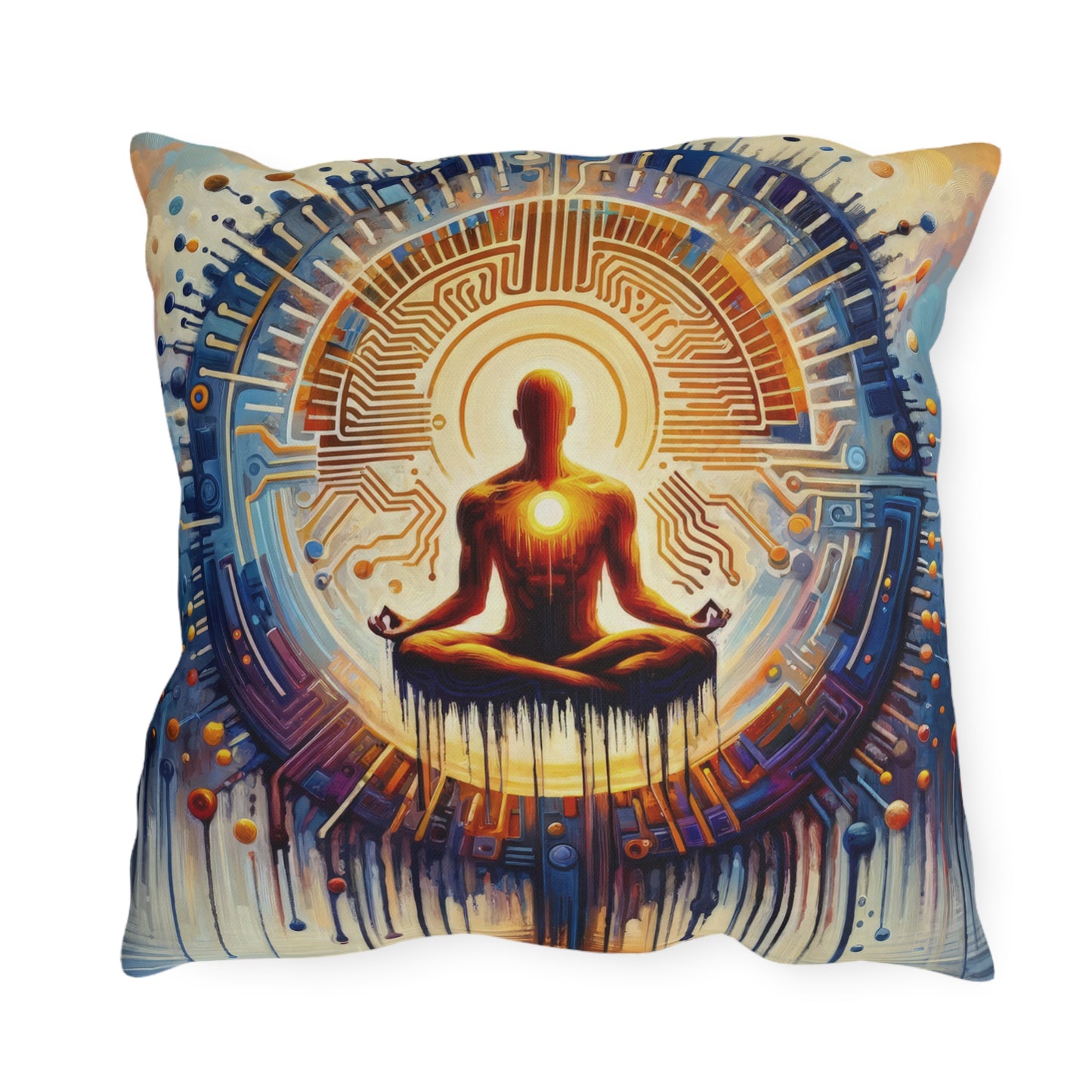 Meditative Technological Fusion Outdoor Pillows