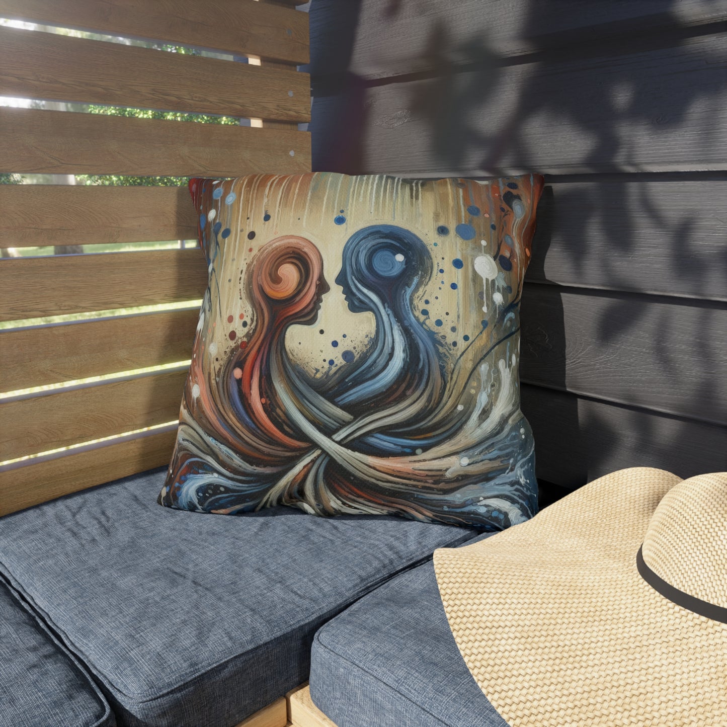 Empathic Connection Tachism Outdoor Pillows