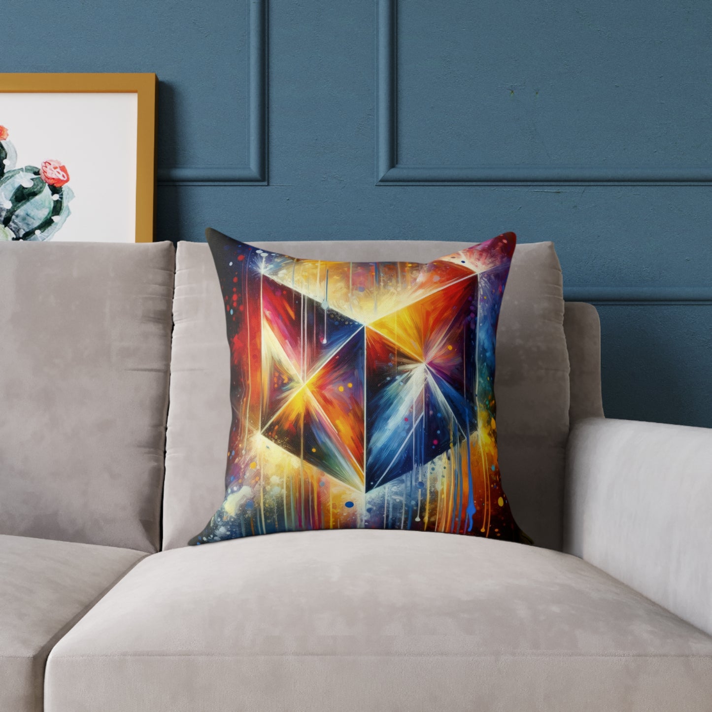 Prismatic Light Spectrum Spun Polyester Pillow