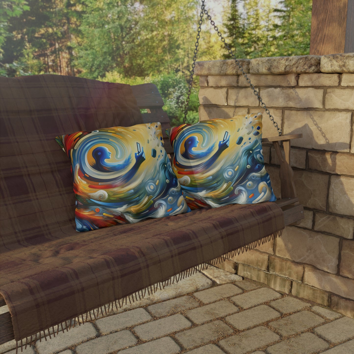 Swipe Connection Tachism Outdoor Pillows
