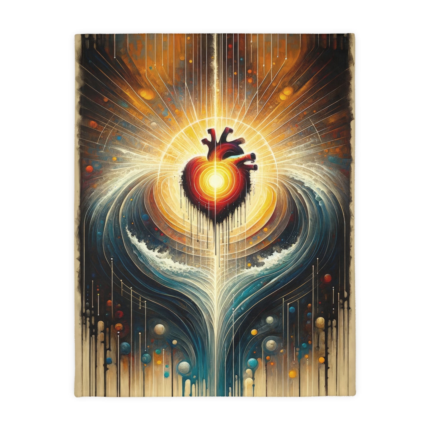 Awakened Heart Waves Velveteen Microfiber Blanket (Two-sided print)