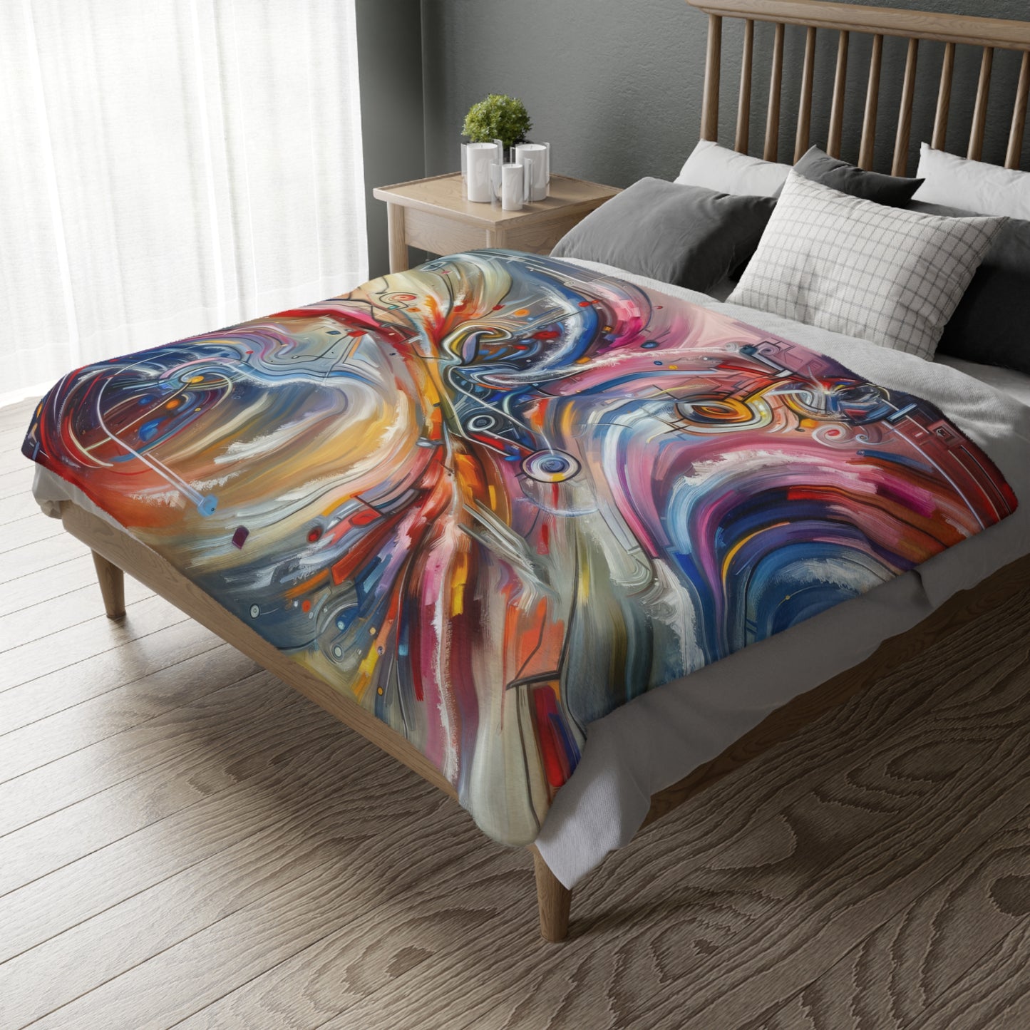 Interconnectivity Tachism Dynamics Velveteen Microfiber Blanket (Two-sided print)