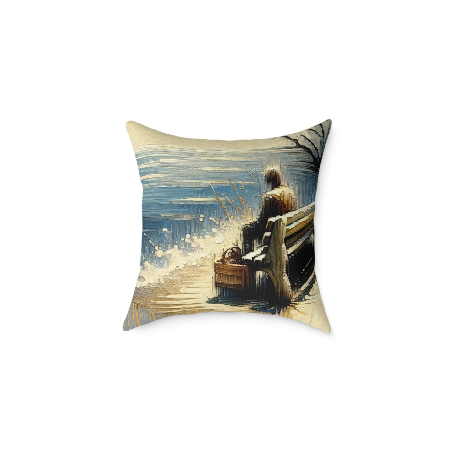 Seaside Solitude Tachism Spun Polyester Pillow