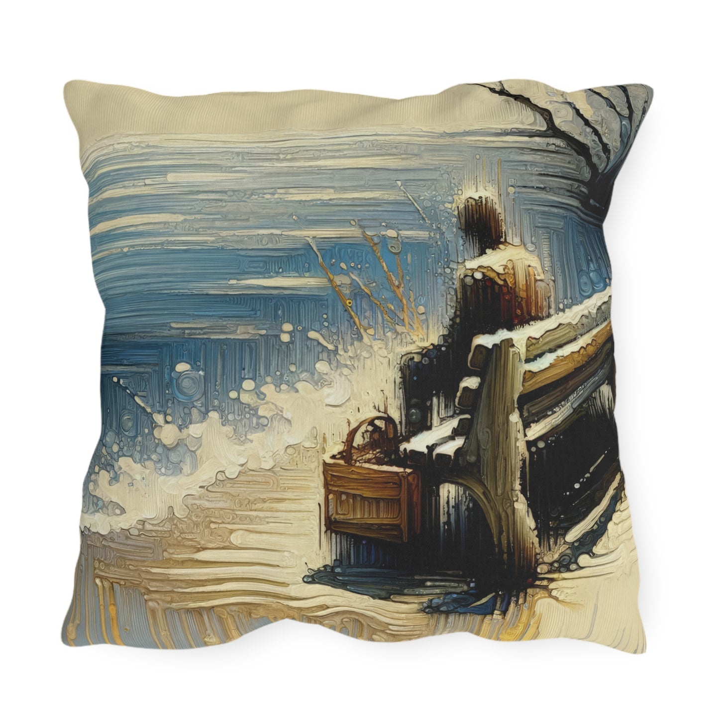 Seaside Solitude Tachism Outdoor Pillows