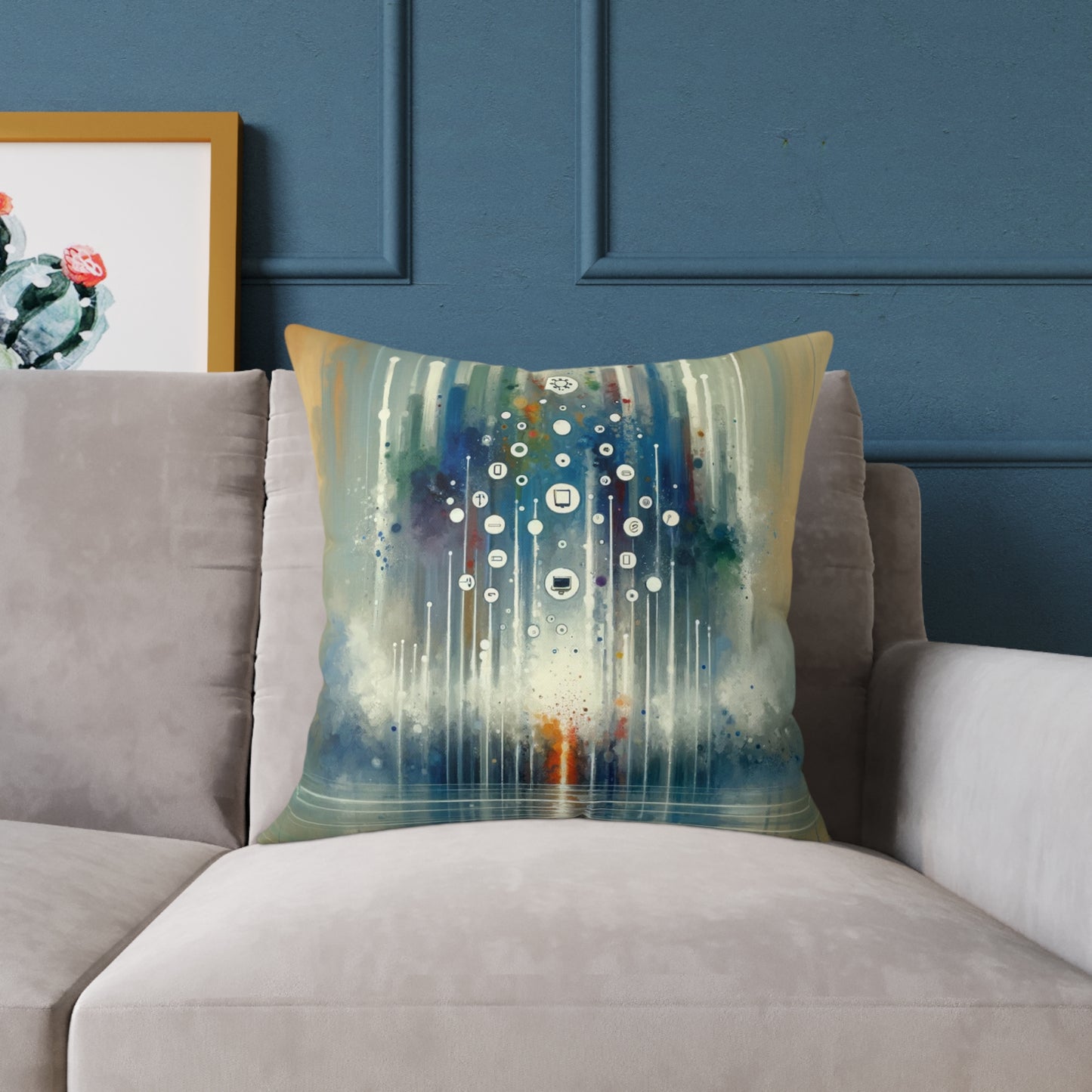 Tachism Digital Escape Spun Polyester Pillow
