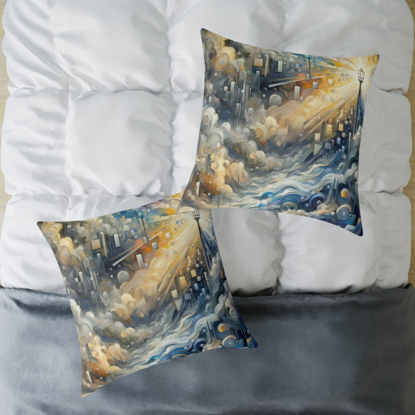 Adrift Beacon Tachism Spun Polyester Pillow