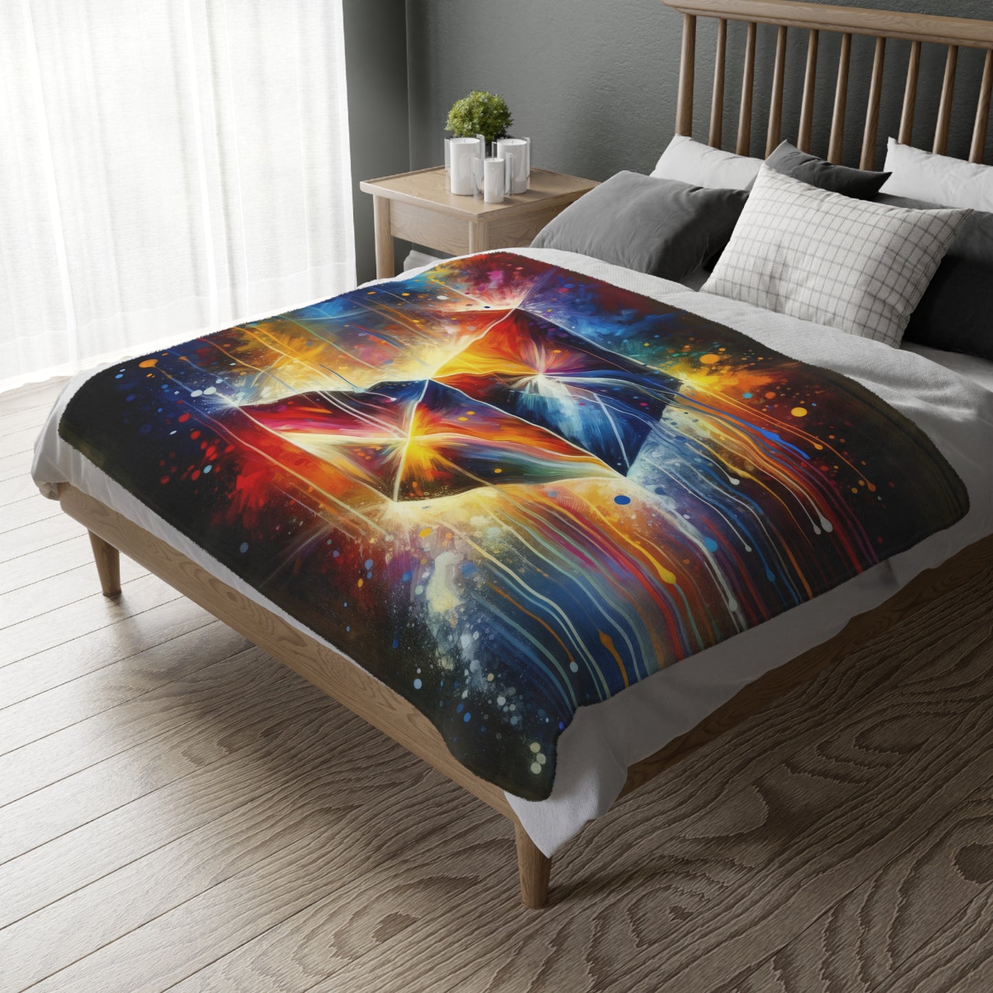 Prismatic Light Spectrum Velveteen Microfiber Blanket (Two-sided print)