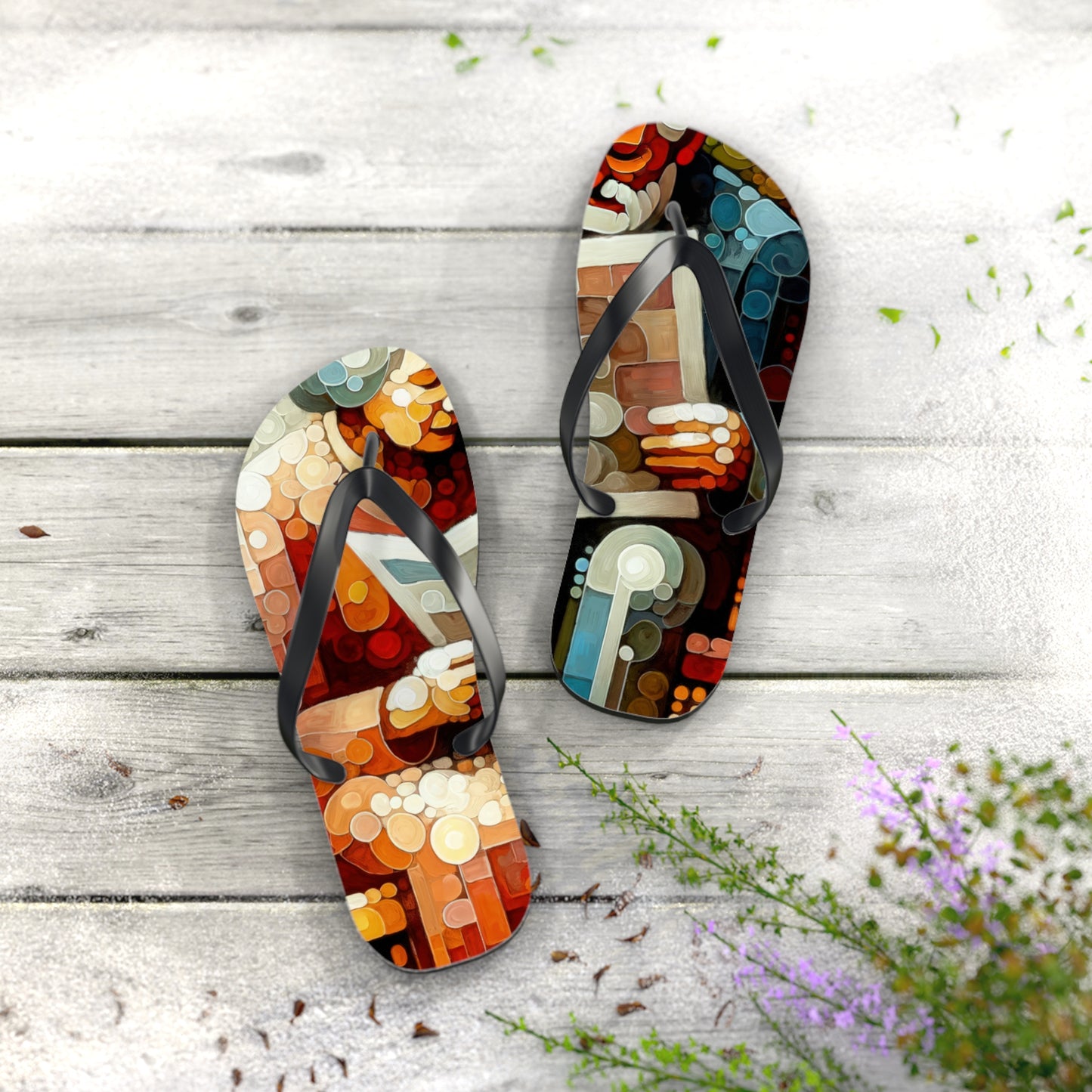Elderly Unity Tachism Flip Flops