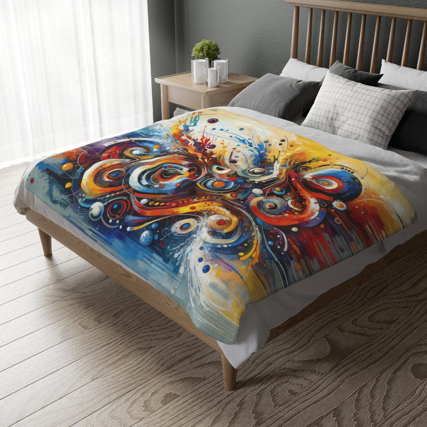 Harmonic Abstract Synergy Velveteen Microfiber Blanket (Two-sided print)