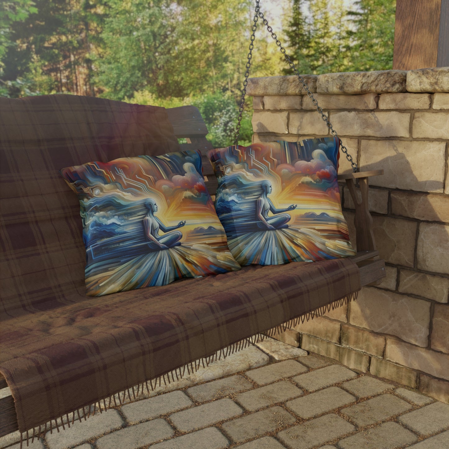 Eternal Digital Meditation Outdoor Pillows