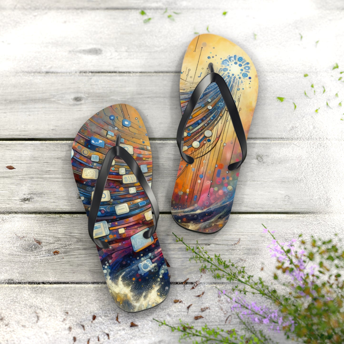 Digital Tapestry Weaving Flip Flops