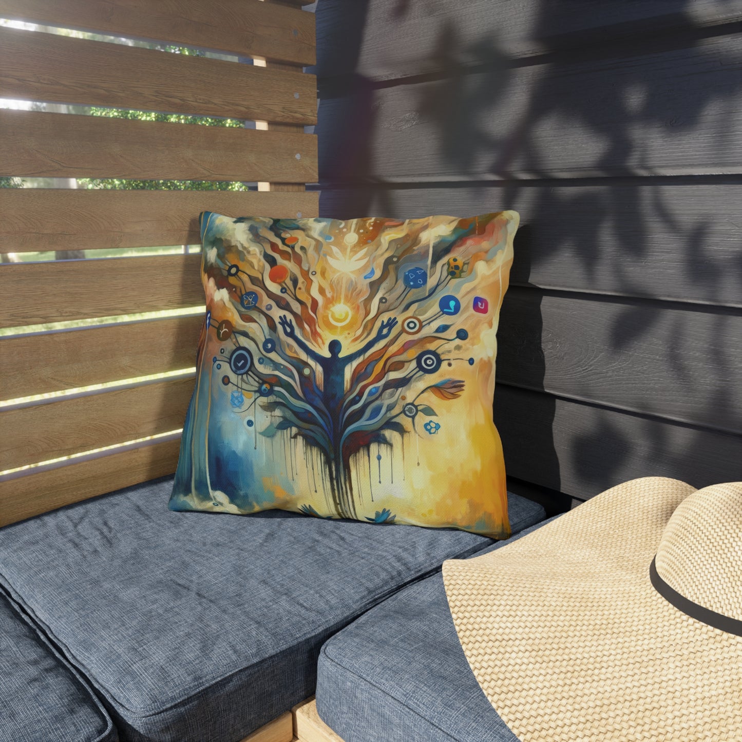 Reflective Digital Meditation Outdoor Pillows