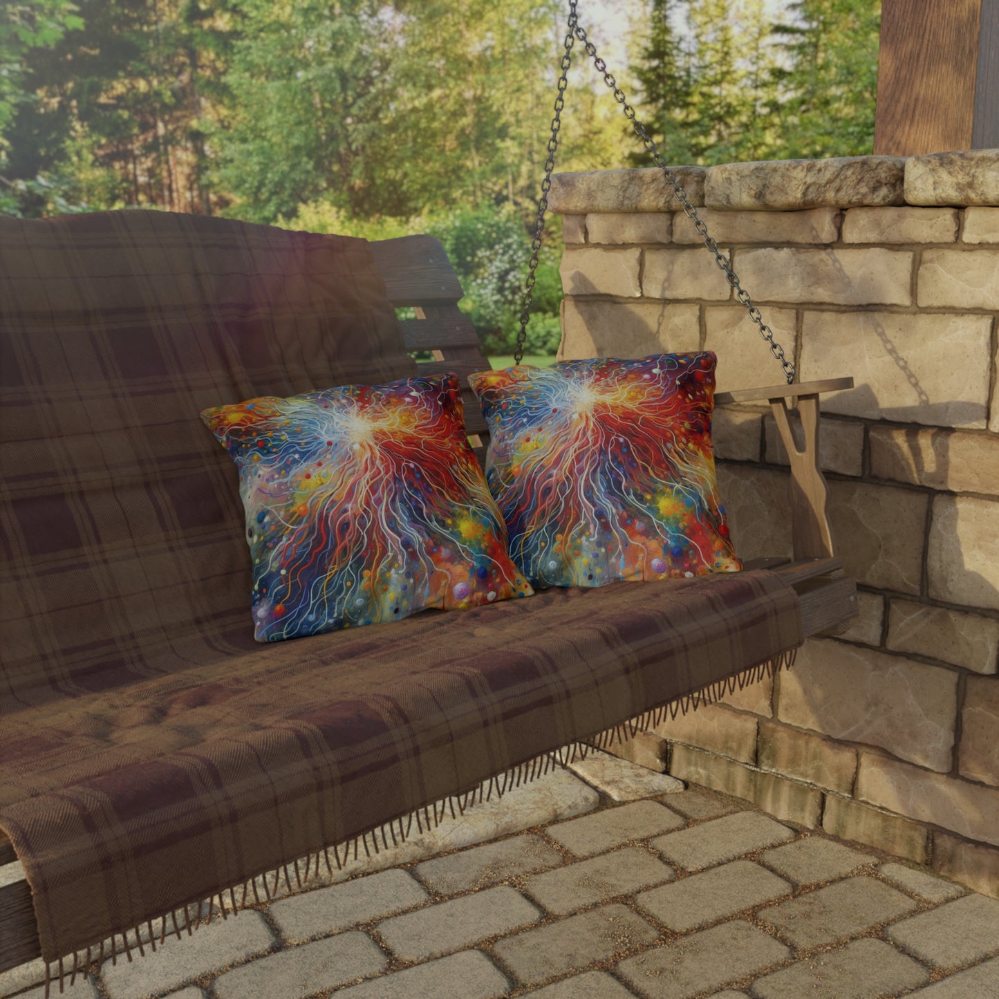 Emotive Yarn Explosion Outdoor Pillows