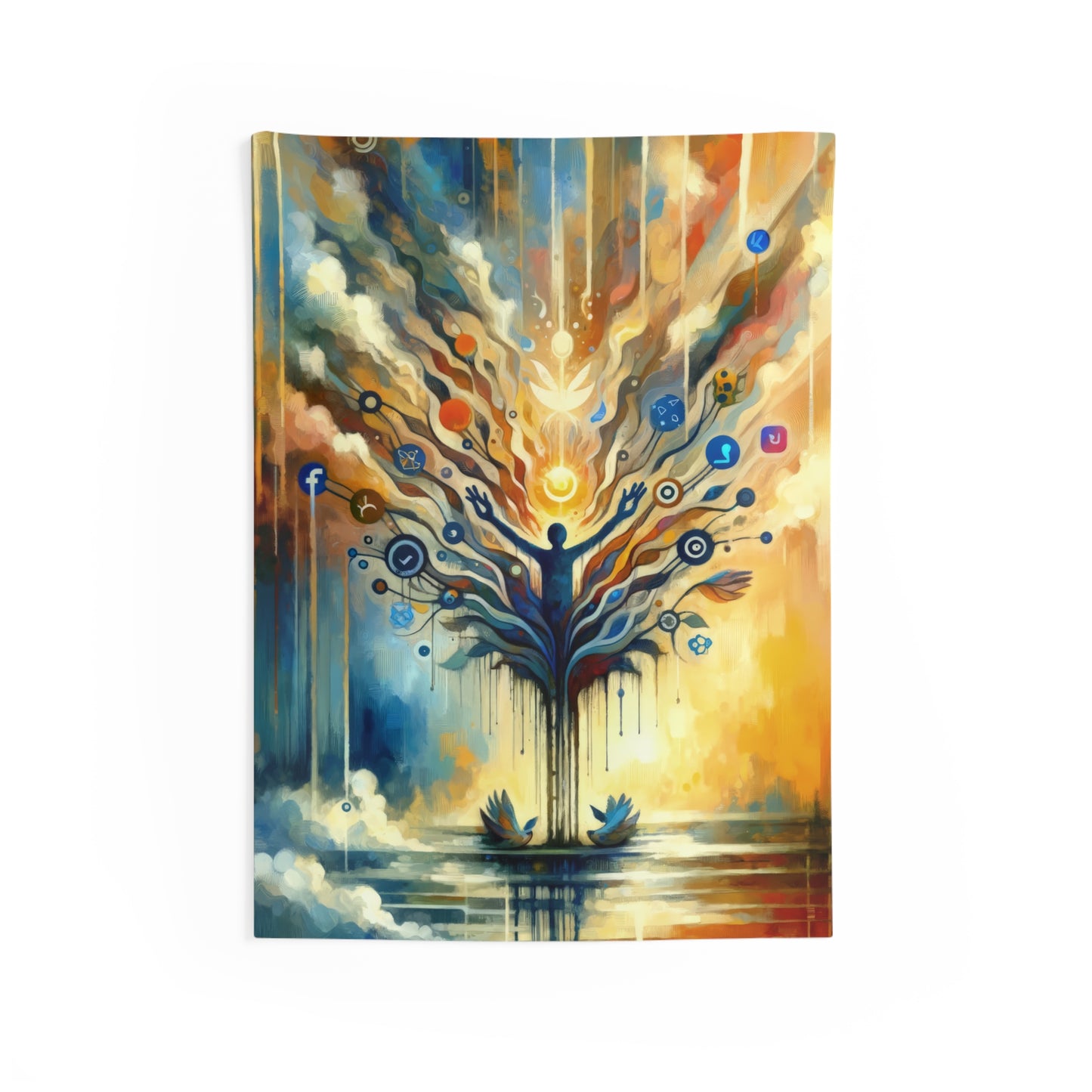 Reflective Digital Meditation Indoor Wall Tapestries