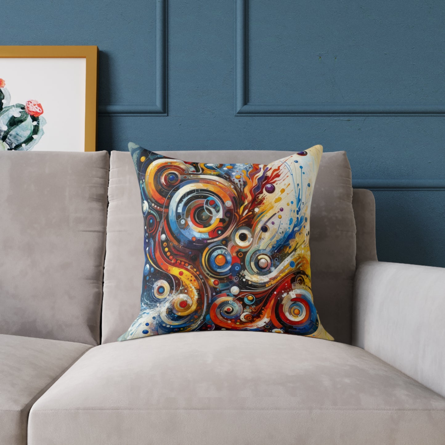 Harmonic Abstract Synergy Spun Polyester Pillow
