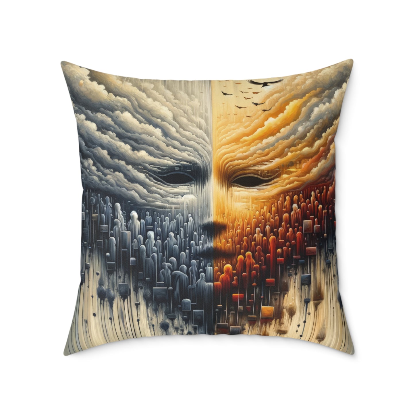Subdued Revolutionary Currents Spun Polyester Pillow