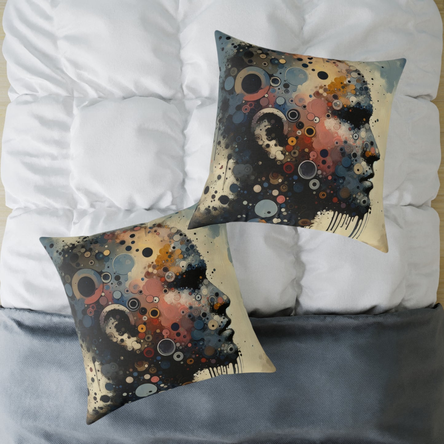 Reflective Tachism Contemplation Spun Polyester Pillow