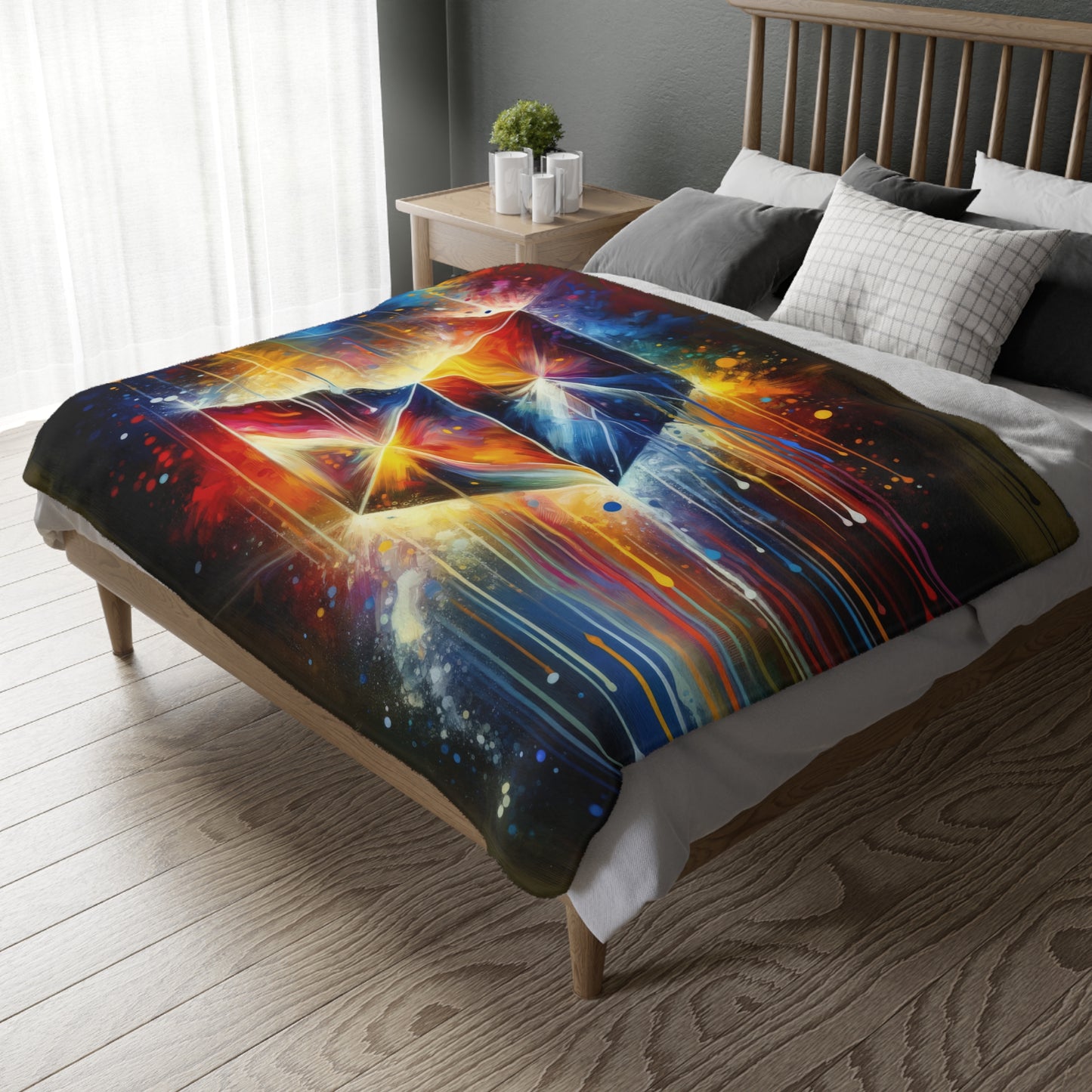 Prismatic Light Spectrum Velveteen Microfiber Blanket (Two-sided print)