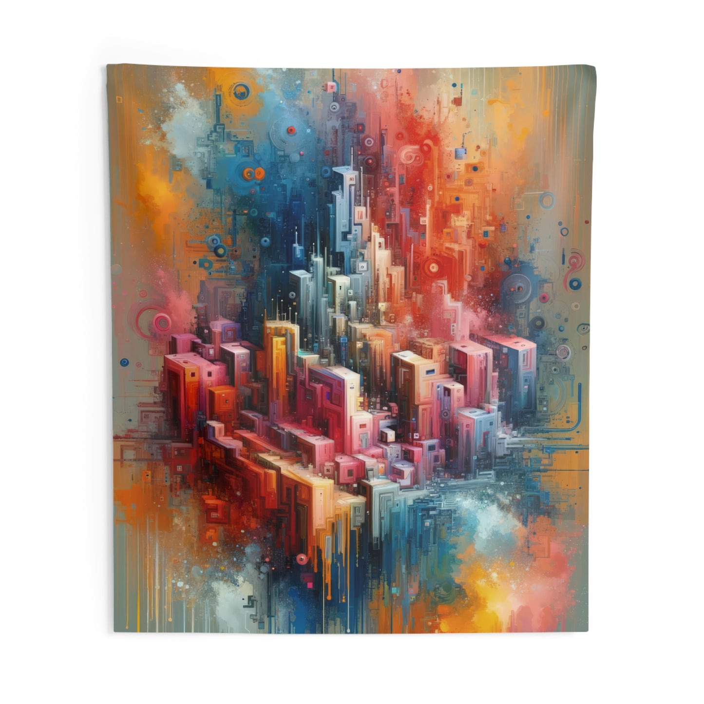 Digital Harmony Tachism Indoor Wall Tapestries