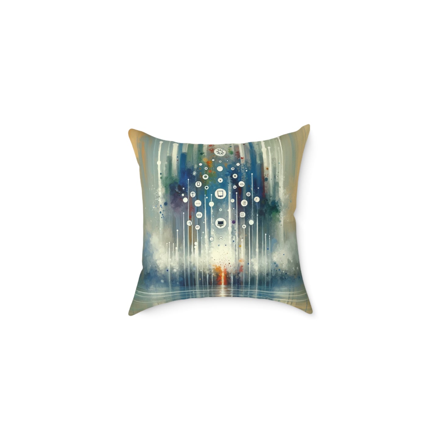Tachism Digital Escape Spun Polyester Pillow