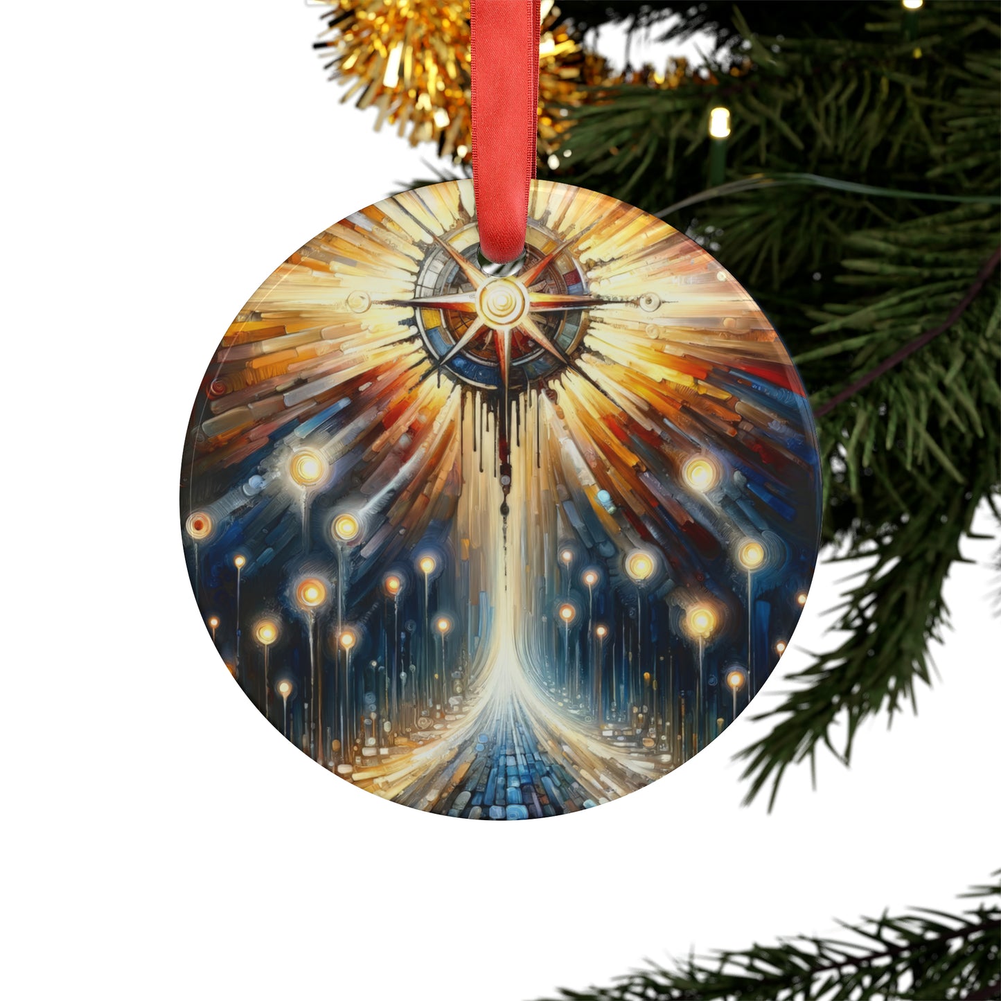 Wisdom Compass Journey Acrylic Ornament with Ribbon