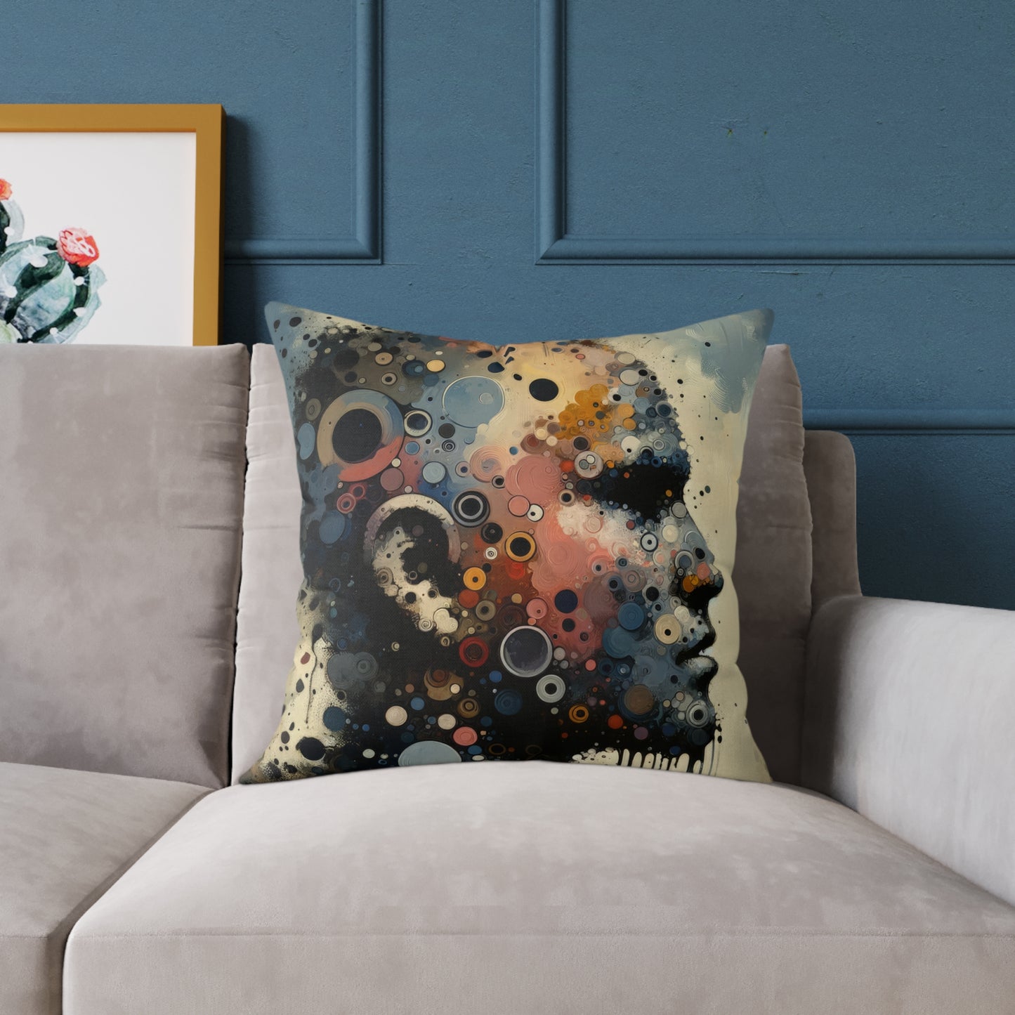 Reflective Tachism Contemplation Spun Polyester Pillow