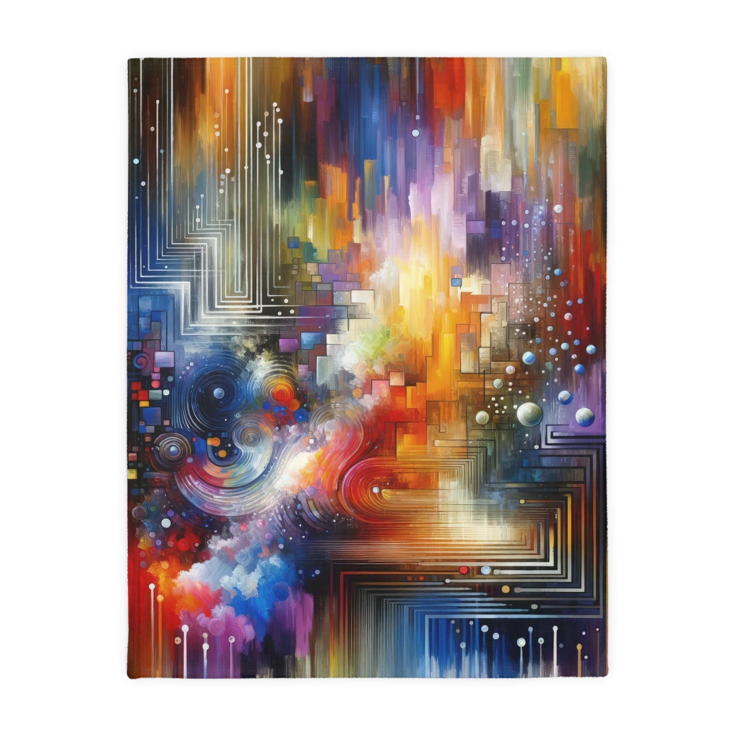 Abstract Technicolor Synthesis Velveteen Microfiber Blanket (Two-sided print)