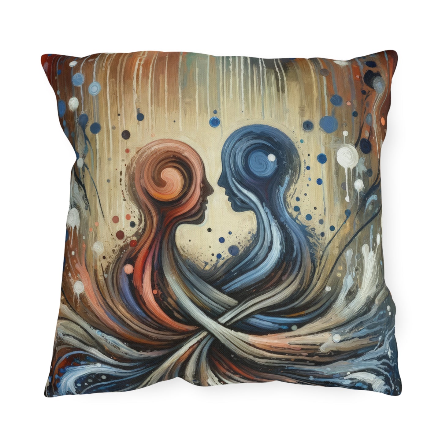 Empathic Connection Tachism Outdoor Pillows