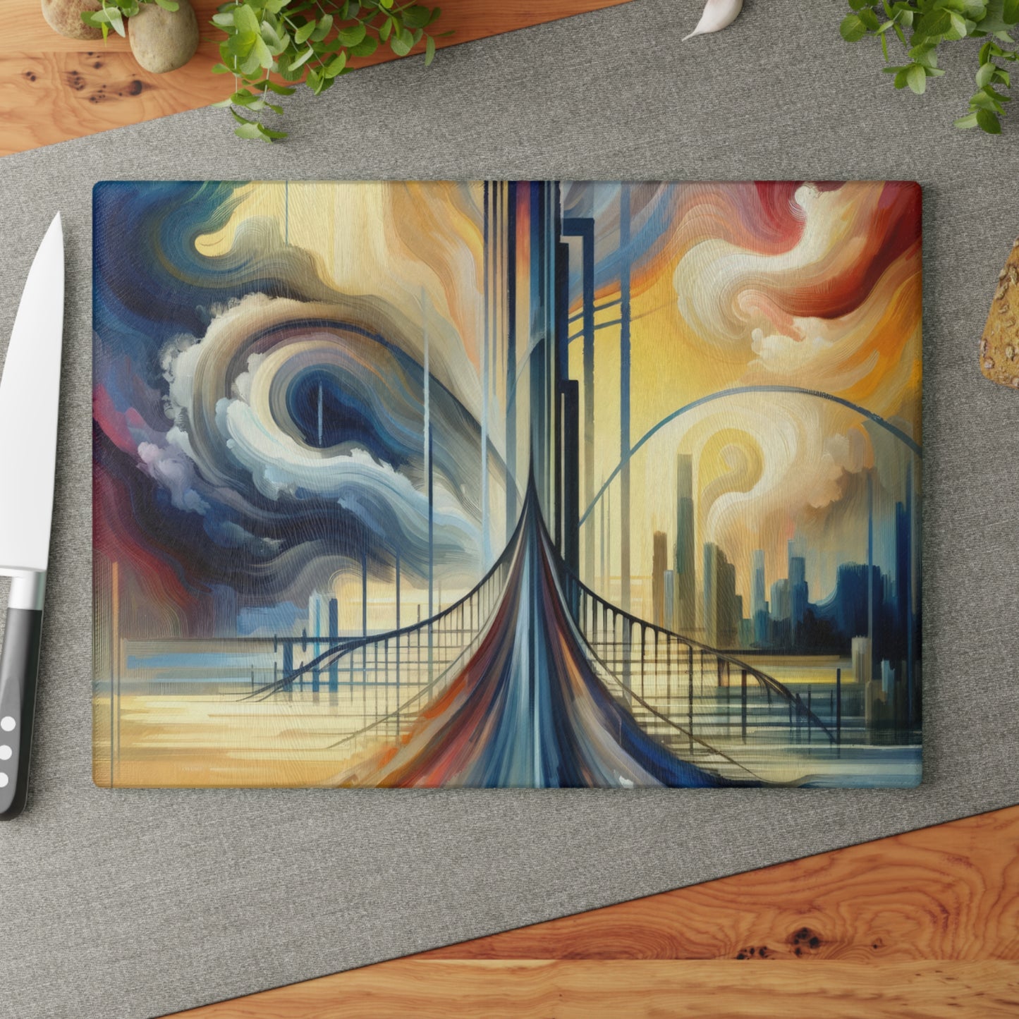 Conscious Bridge Tachism Glass Cutting Board