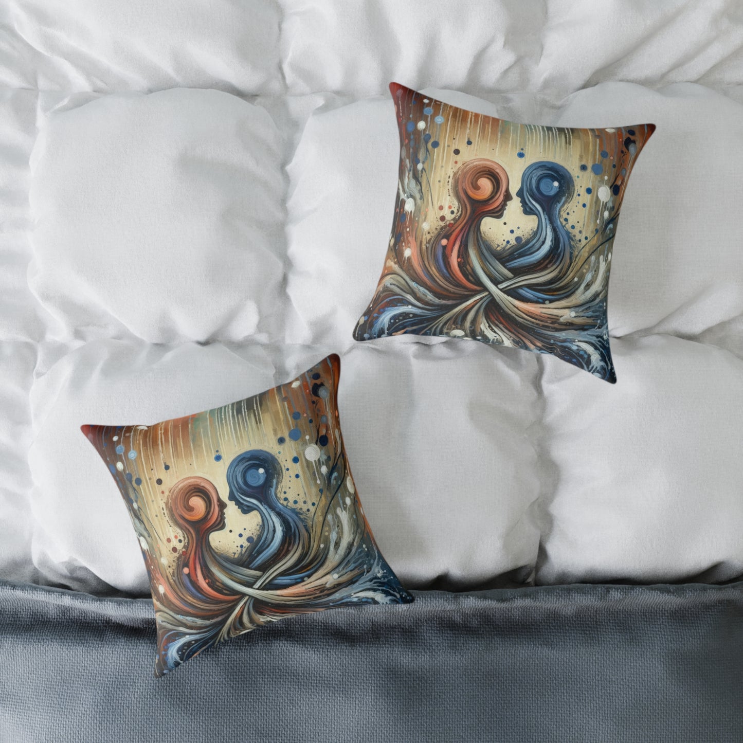 Empathic Connection Tachism Spun Polyester Pillow