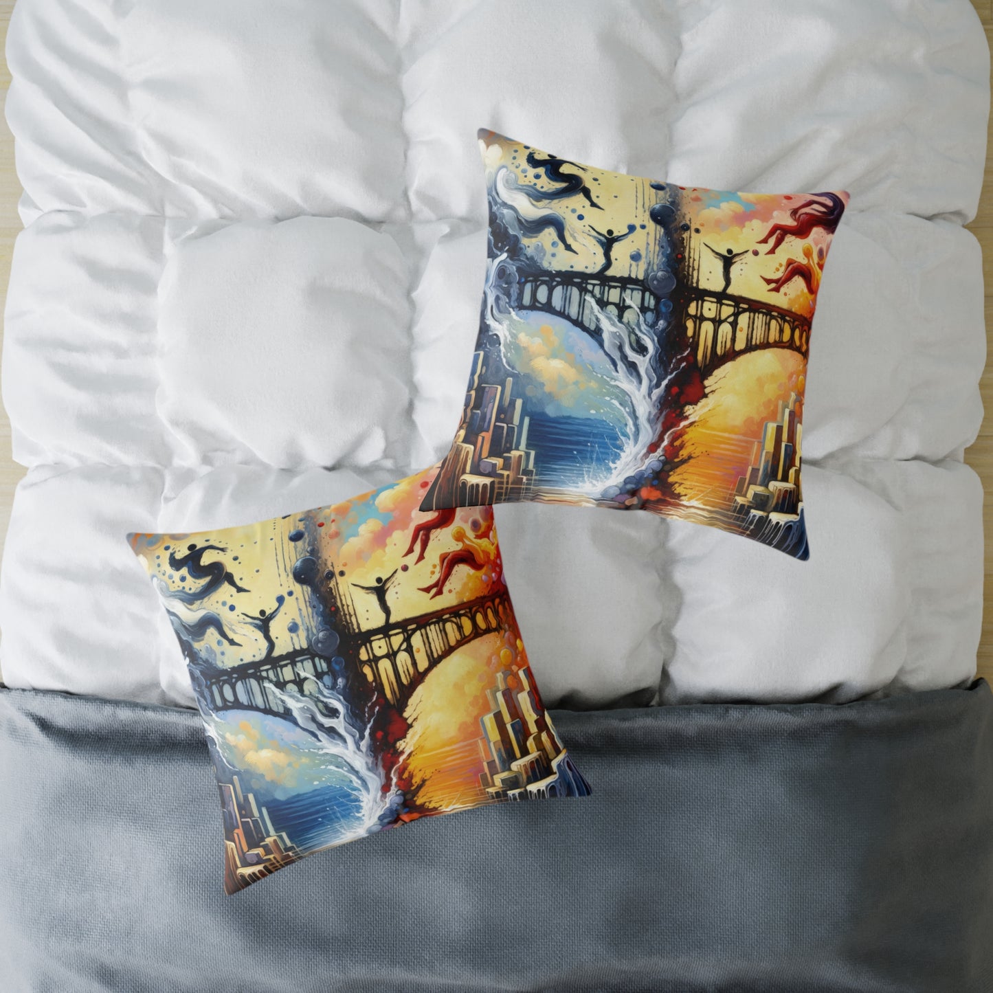 Faithful Diving Bridges Spun Polyester Pillow