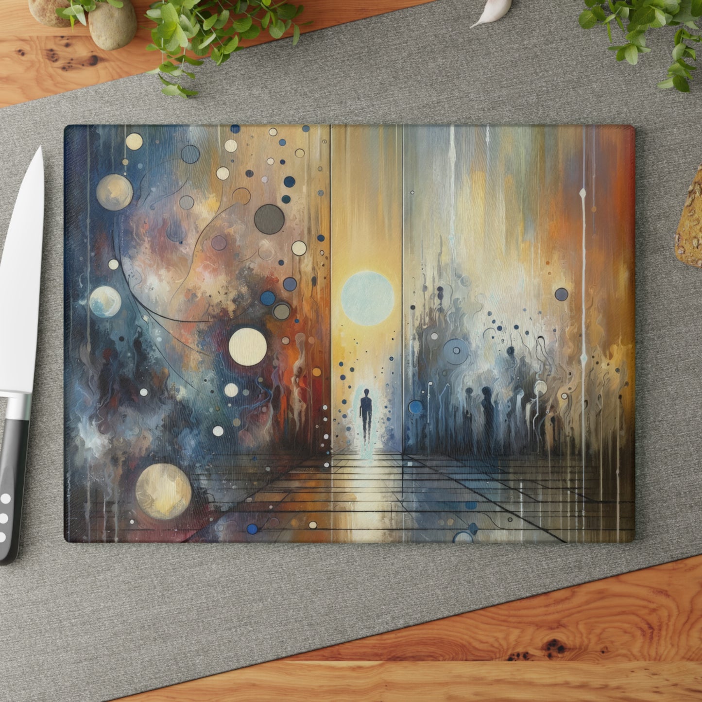 Stillness Transition Abstract Glass Cutting Board