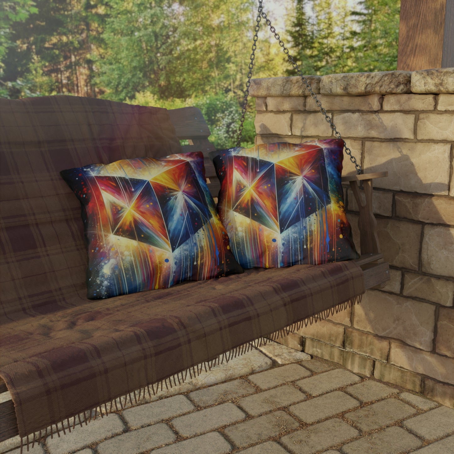 Prismatic Light Spectrum Outdoor Pillows