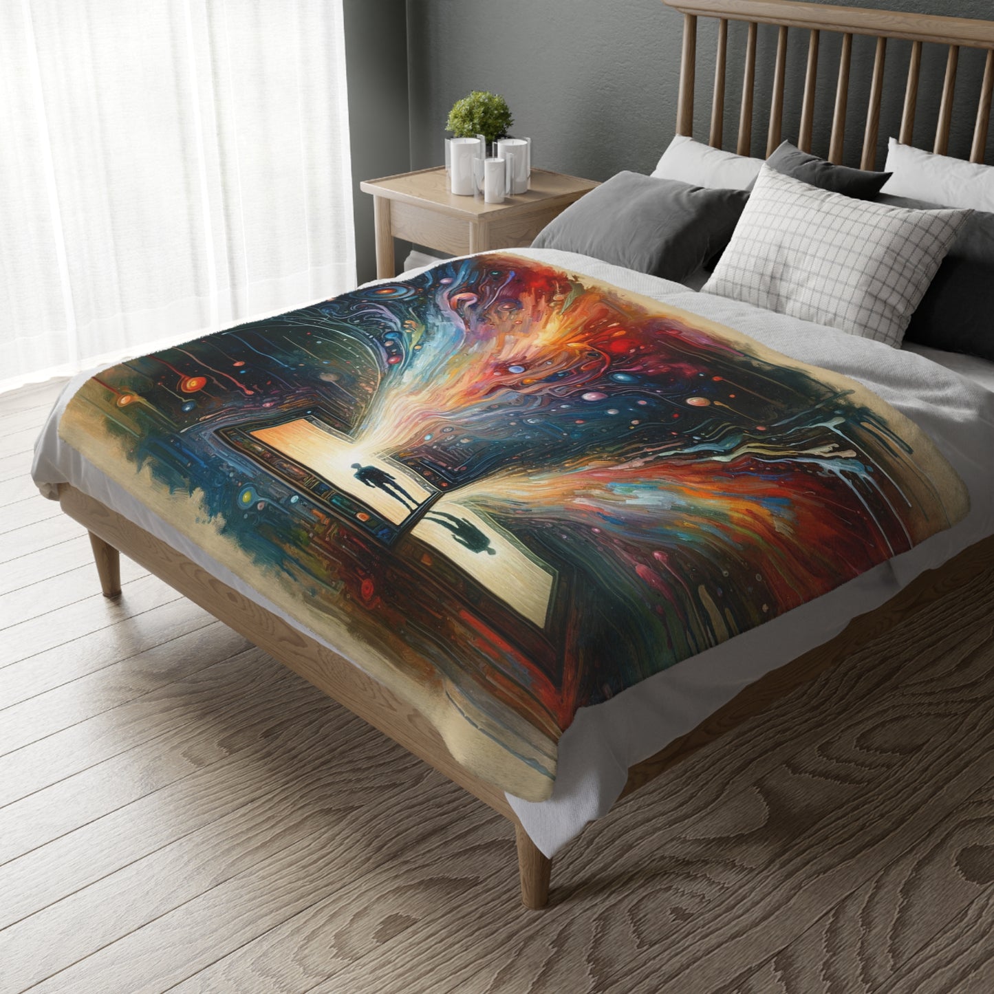 Mirror Wholeness Tachism Velveteen Microfiber Blanket (Two-sided print)