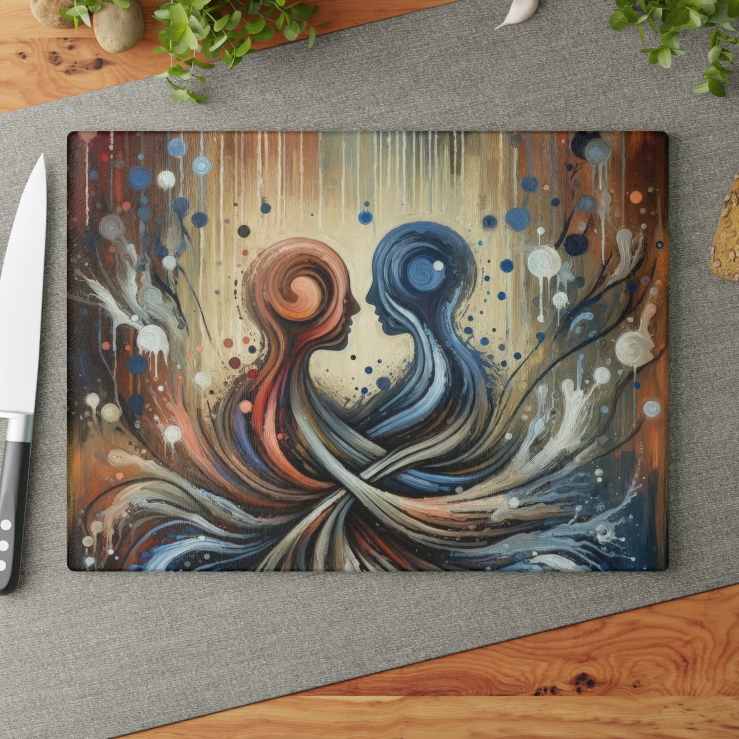 Empathic Connection Tachism Glass Cutting Board