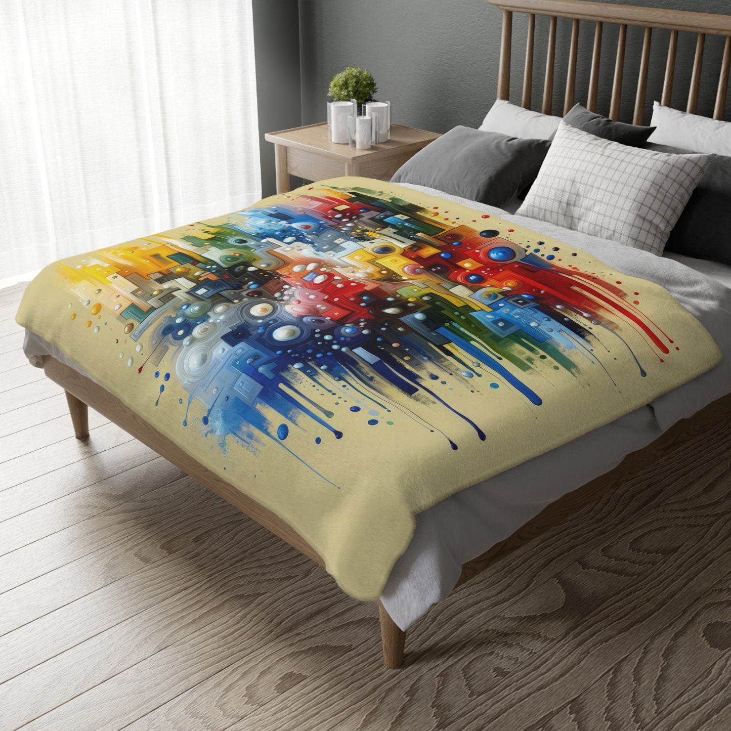 Connected Chromatic Tachism Velveteen Microfiber Blanket (Two-sided print)